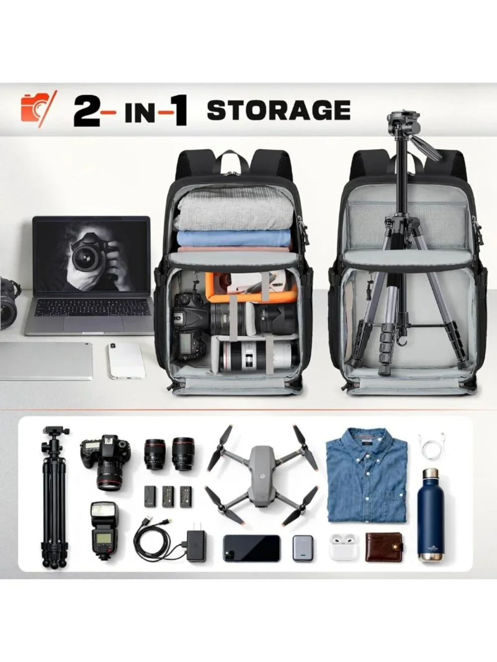 Waterproof Camera Backpack for DSLR/SLR/Mirrorless - Tactical Photography Case